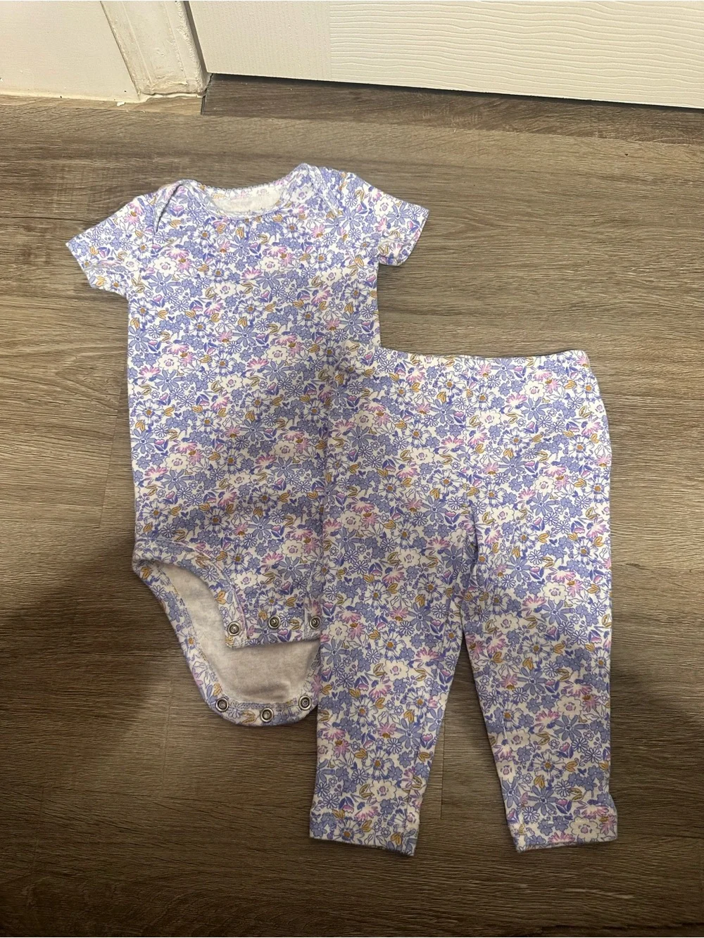 Carter's Lavender Floral One-Piece and Pants Set